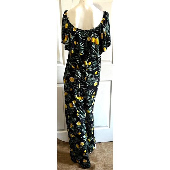 Floral Black and Yellow Jumpsuit - Picture 2 of 14